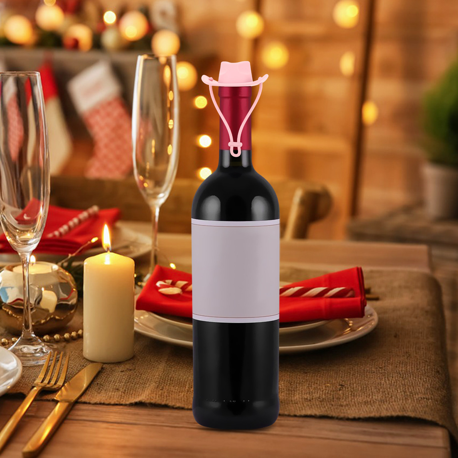 Wine Beer Hat - 再利用可能なシリコン製カウボーイハット型ボトルストッパー、ワイン、ソーダ、ビールなどの飲料の鮮度を保つための漏れ防止シーラー、装飾用ノベルティアイテム