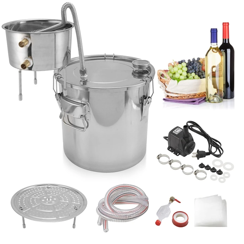 Wine Beer Distillation - 11L アルコール水蒸留器ボトル DIY 月光酒装置ステンレス鋼醸造機ポンプウイスキーワインビールディスペンサー用