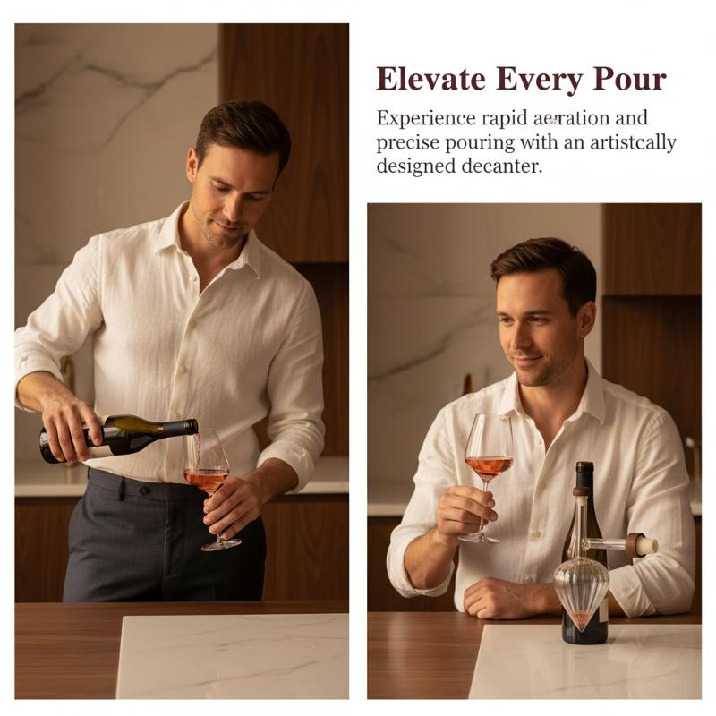 Wine Aerator Pour - 赤ワインエアレーター 透明ボトルポアラー 2種類の形状で簡単注ぎ、素早い酸化が可能 グルメイベントに最適