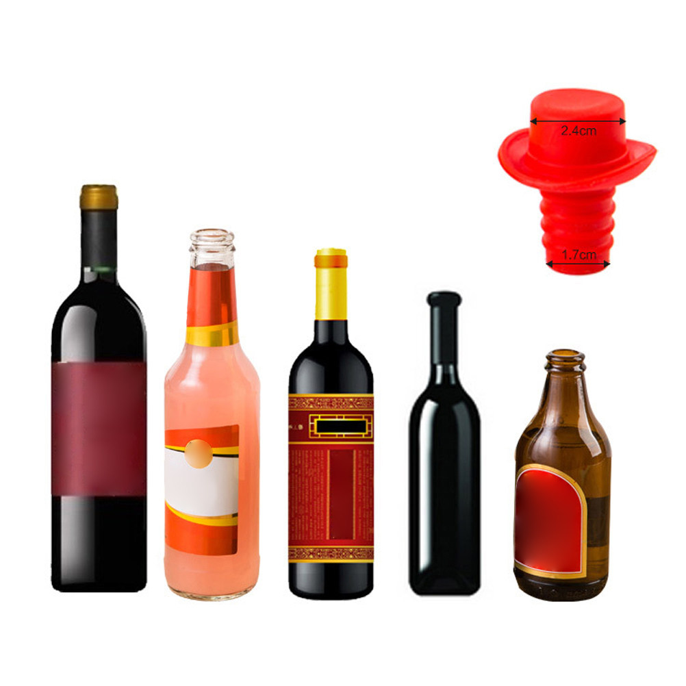Wine Beer Hat - 5 個の帽子型シリコンワインボトルストッパー気密シール赤ワインビール醤油酢オイルボトル用食器洗い機対応