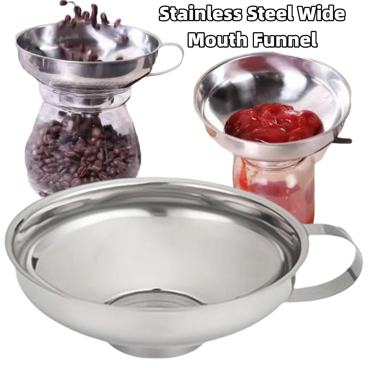 Wine Aerator Pour - プレミアム ‌ ジャム、ワイン、スパイスを瓶やボトルに注ぐためのステンレス製広口漏斗 – キッチンでの醸造に欠かせないアイテム ﻿