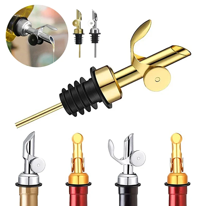 Wine Aerator Pour - 1個 ステンレス製ボトルポアラー 自動開閉式 アルコールボトルポアラー プラグ付き カクテル、オリーブオイル、ビネガー用