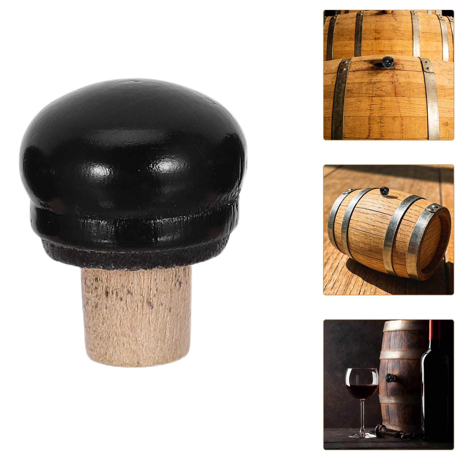 Wine Beer Glass Set - 4個入りオーク樽コルク栓セット ワイン樽ストッパー 気密性・漏れ防止性のある再利用可能な頑丈な木製コルク ビール・ウイスキーの醸造用
