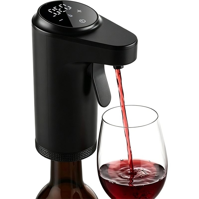 Wine Aerator Pour - T21C 電動ワインディスペンサー エアレーター付き、自動ワインディスペンサーマシン、1-999 MLの調節可能な注ぎ量制御機能付き、ブラック
