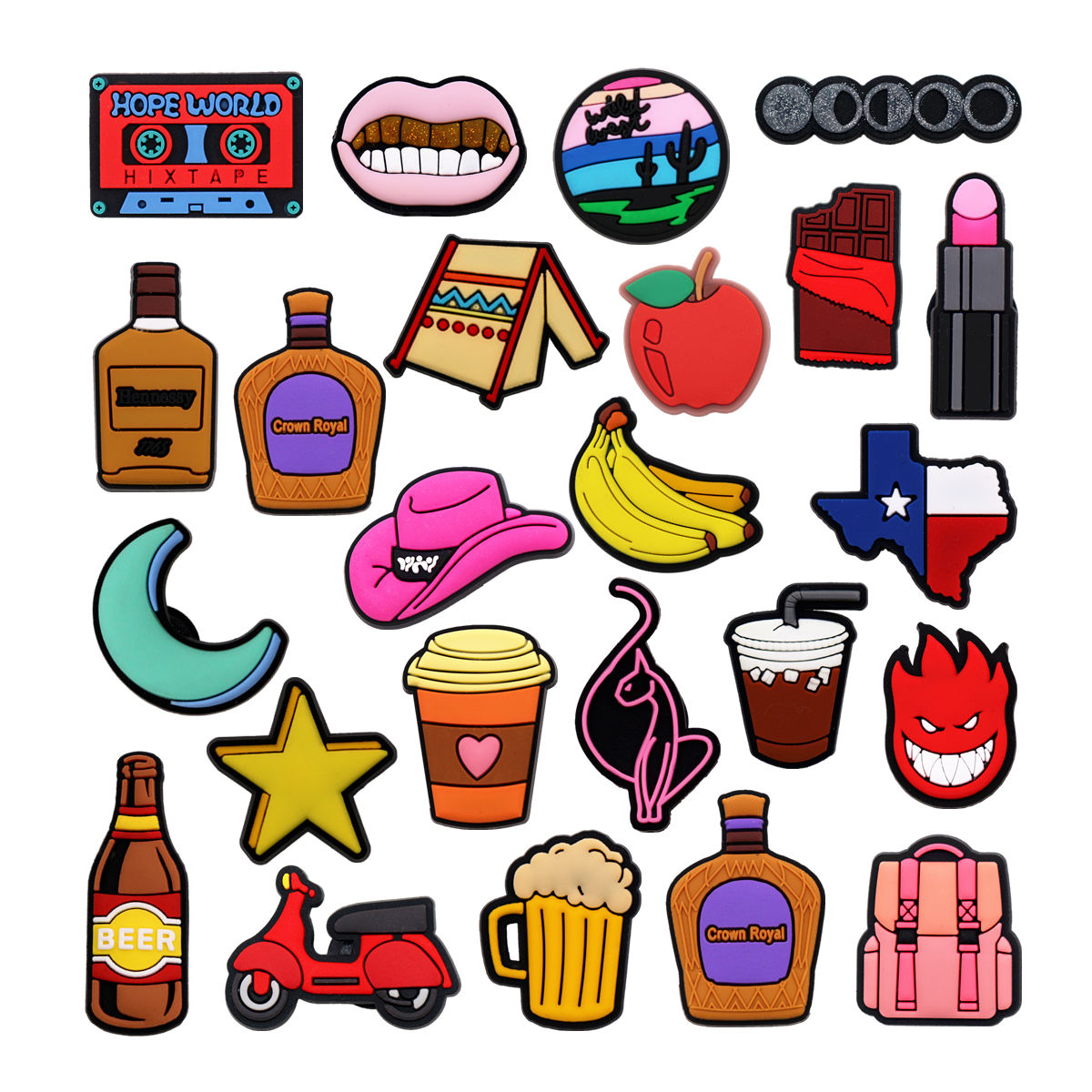 Wine Beer Hat - 1 個ノベルティ靴チャームアクセサリービールワイン音楽カウボーイハット PVC 靴アッパーバックル装飾クリスマスパーティー友人ギフト用