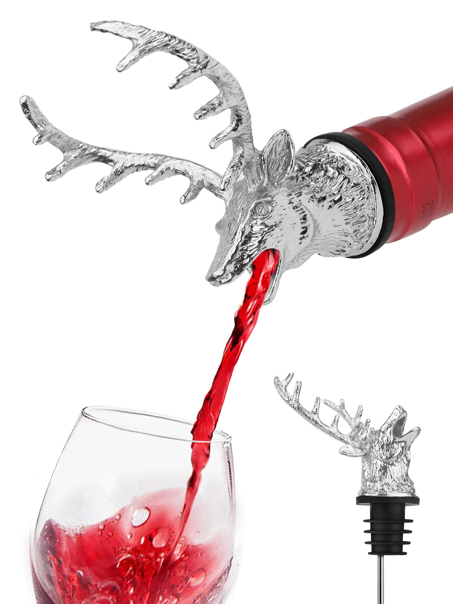 Wine Aerator Pour - ワインエアレーターポアラー、ボトルストッパー付きステンレス鋼リキュールポアラーレトロスタイルプレミアムワインポアラーボトル注ぎ口ストッパー