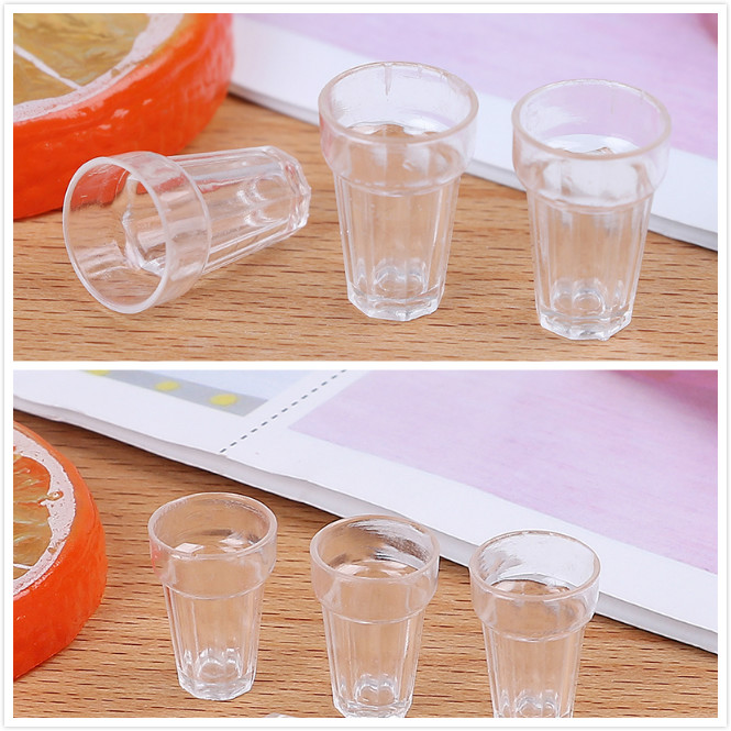Wine Beer Glass Set - 透明樹脂ドールハウスモデルピース/セット,ガラス,ミニゴブレット,日曜大工部品,スケール1:12