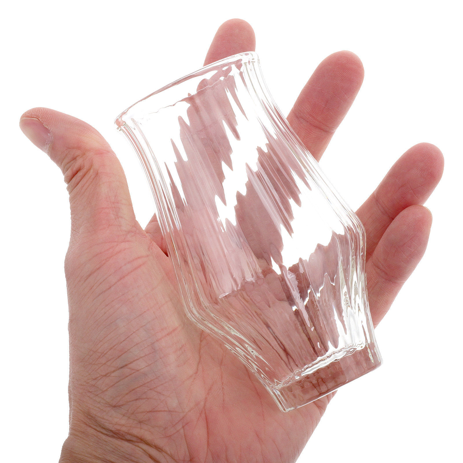 Wine Beer Glass Set - ガラス製コーヒーカップ リブデザイン 透明 150ml オフィス・家庭用 ホット・コールドドリンク用グラスウェア