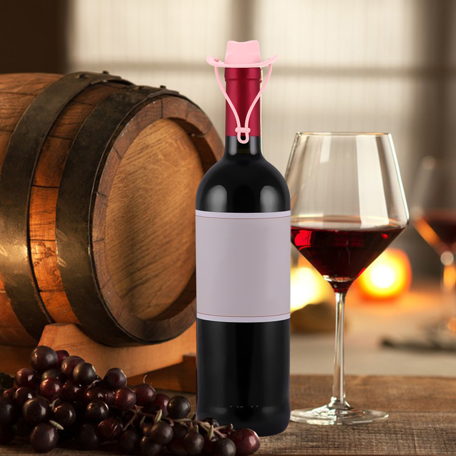 再利用可能なシリコン製カウボーイハット型ボトルストッパー、ワ - Wine Beer Hat のレビューと価格