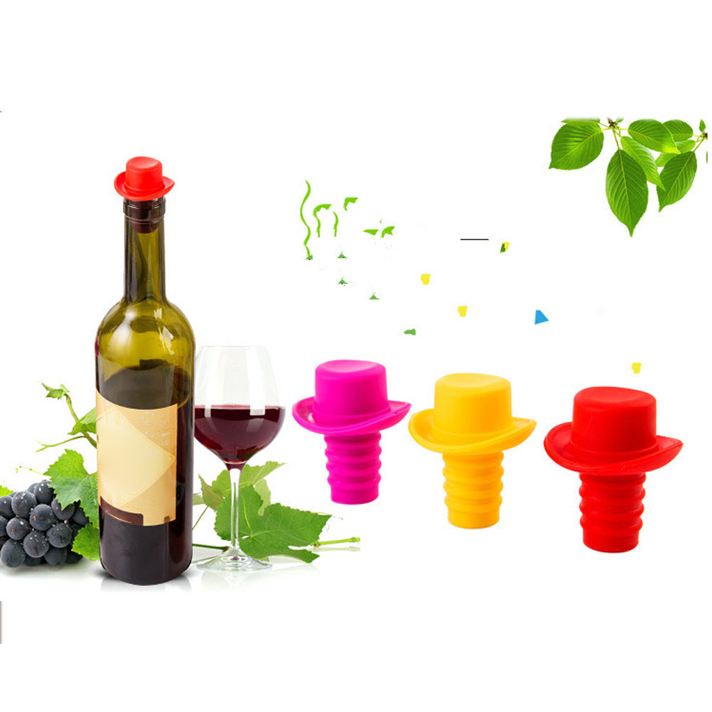 5 個の帽子型シリコンワインボトルストッパー気密シール赤ワイ - Wine Beer Hat のレビューと価格