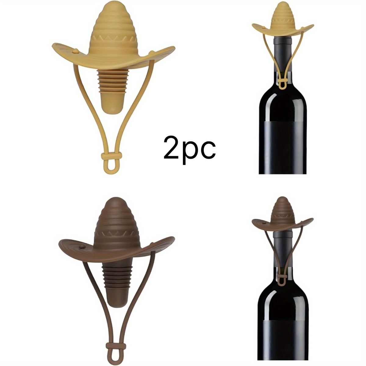 カウボーイハット型ワインボトルストッパー、再利用可能な飲料ビ - Wine Beer Hat のレビューと価格