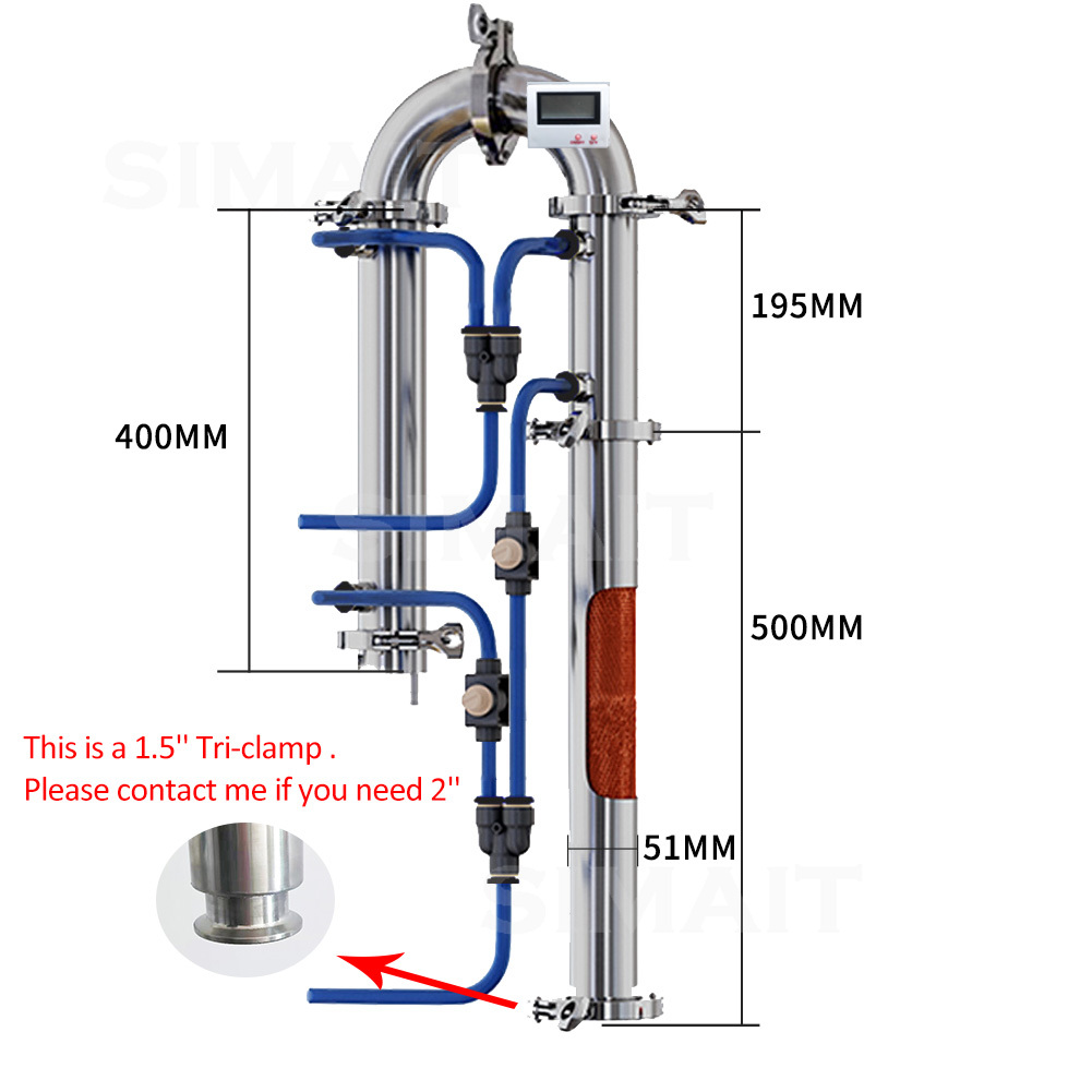 2インチ蒸留塔、2インチ底部クランプ付き、自家醸造用蒸留塔、 - Wine Beer Distillation のレビューと価格