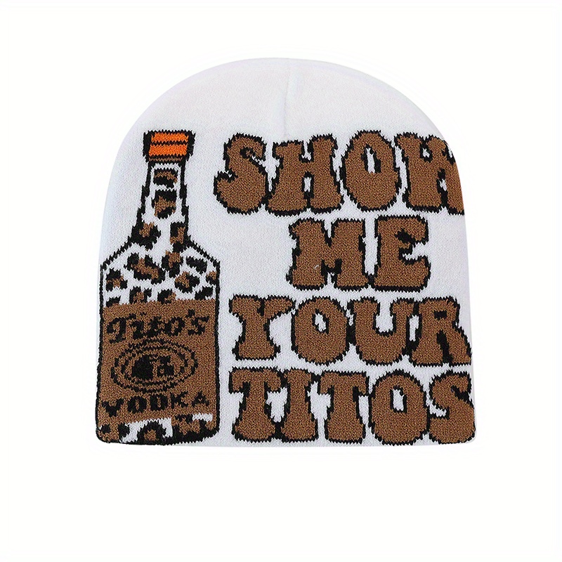 男性ワインボトルヒョウグラフィックビーニーブロックビールフェ - Wine Beer Hat のレビューと価格